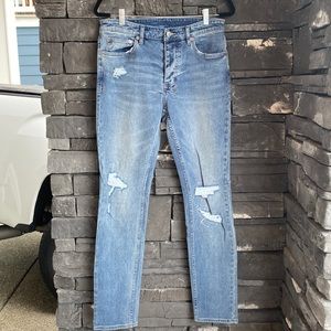MENS KSUBI CHITCH BLUE RIPPED JEANS SIZE:31